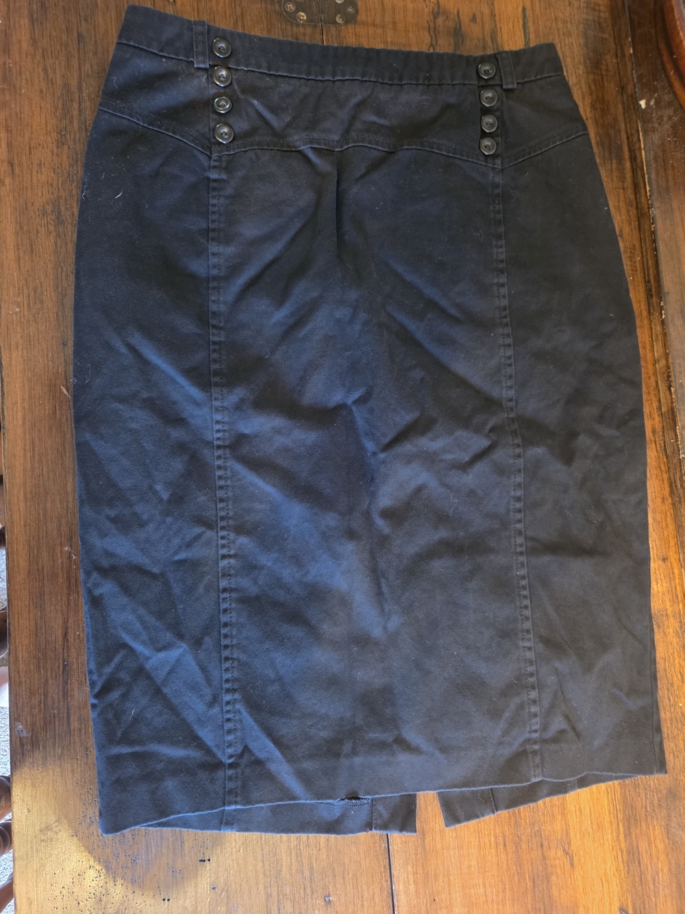 H&M Black Button-Detail Pencil Skirt Fitted Buisness Casual Slit Back